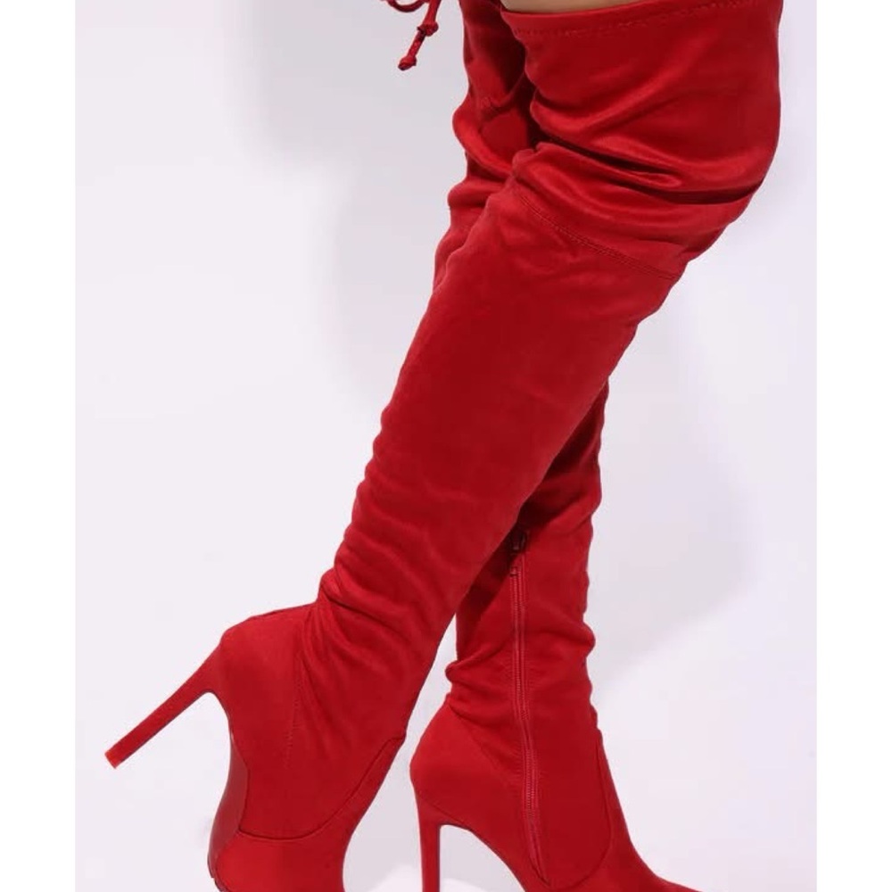 Fashion Nova Bold Red Over-the-Knee Boots